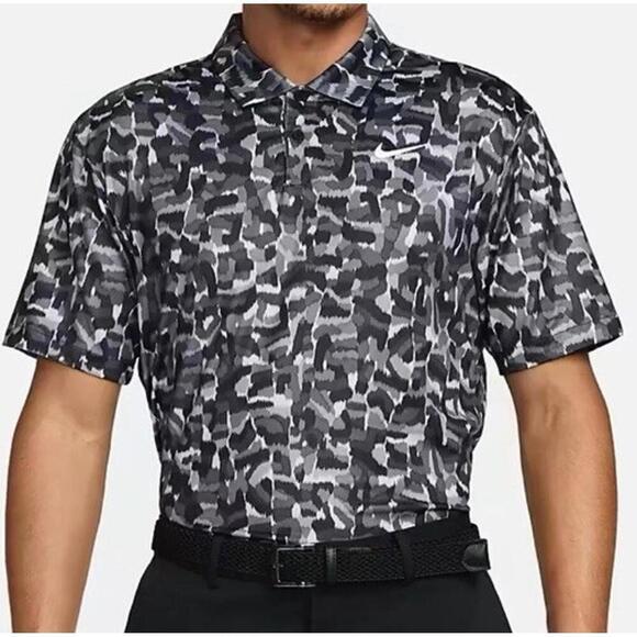 Nike Other - Nike Tour Dri-FIT Rake Lines All Over Print Golf Polo Grey White Sz S FD5939-077
